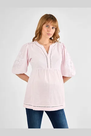JoJo Maman Bébé Pink Stripe Embroidered Maternity Blouse L