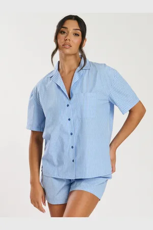 Loungeable Woven Traditional Short Sleeve Shorts Set M