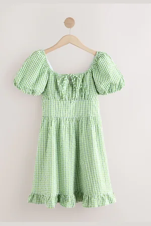 Next 100% Cotton Puff Sleeve Milkmaid Mini Dress AU 16