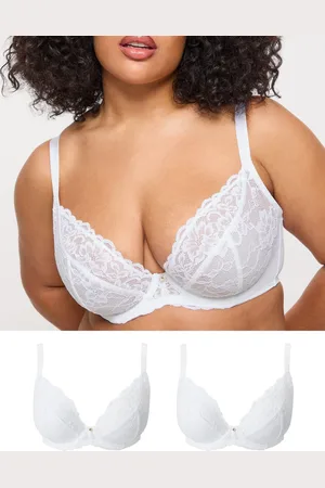 Ann Summers White DD+ Non Pad Plunge 2 Pack Sexy Lace Underwired Bra 32 DD