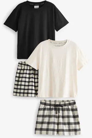 Next Black/White 100% Cotton Short Set Pyjamas 2 Pack AU 18