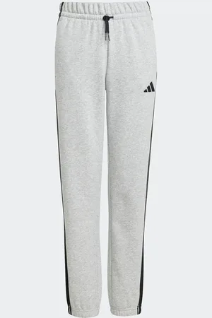 adidas Grey 3 Stripe Fleece Joggers 9