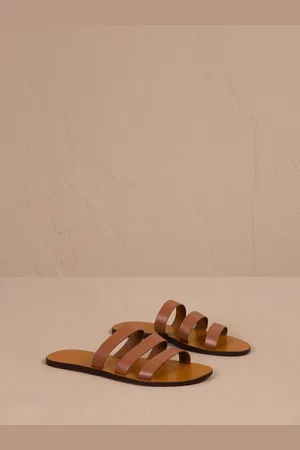 MANEBI Three Bands Tan Brown Sandals AU 8 (EU 39)