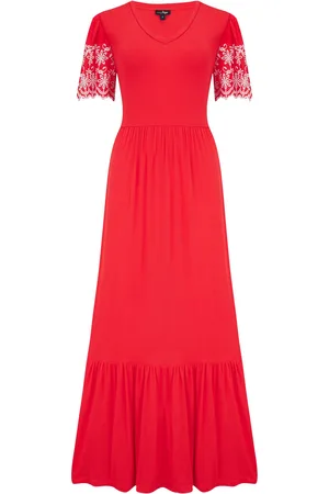 Pour Moi Nova Broderie Sleeve Crepe Jersey Midaxi Dress AU 16