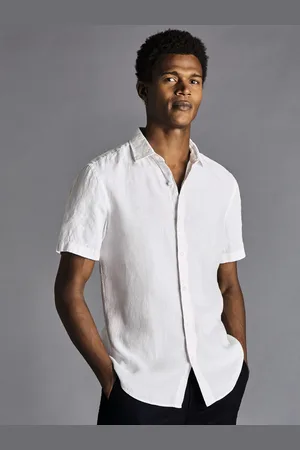 Charles Tyrwhitt Slim Fit Plain Short Sleeve Pure 100% Linen Shirt XXL