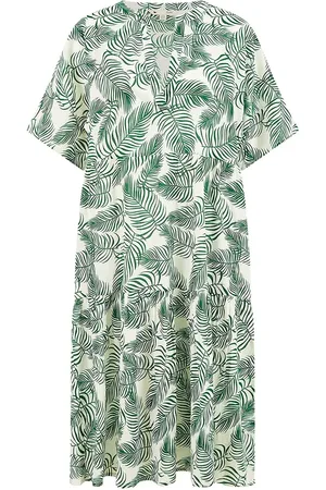 Yumi 100% Cotton Palm Print Tiered Tunic Dress AU 20