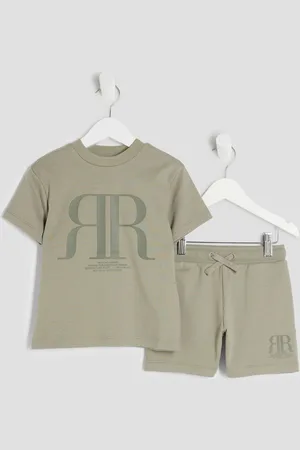 River Island Green Boys Top and Shorts Set 2