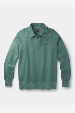 Aubin Blue Raithby Button Neck 100% Cotton Sweatshirt L