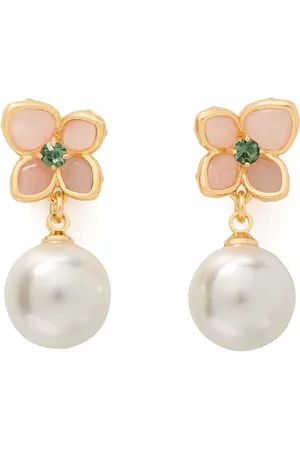 Kate Spade Gold Pearl Flower Drop Earrings one