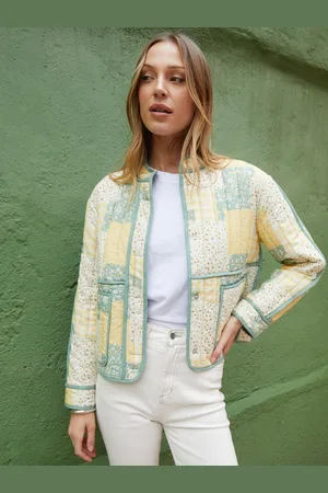 Threadbare Yellow Floral Patchwork Quilted Jacket AU 14