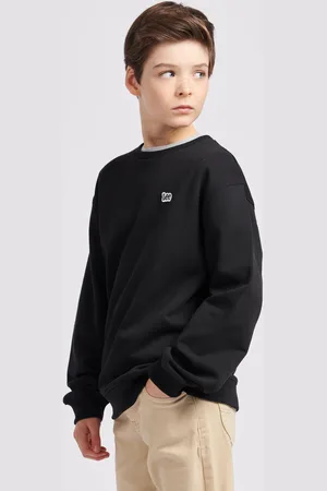 Lee Black Boys 100% Cotton Badge Sweatshirt 12