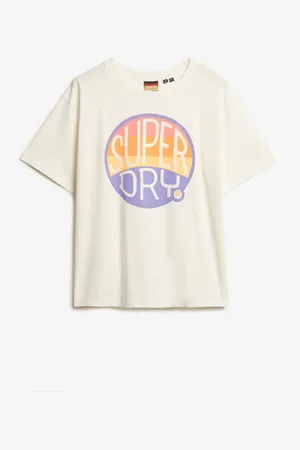 Superdry White Oversized Neon Rainbow 100% Cotton T-Shirt AU 14