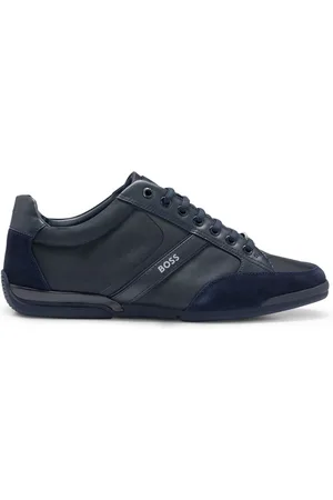 HUGO BOSS Blue Mix Materials Trainers With Suede And Faux Leather AU 11 (EU 45)