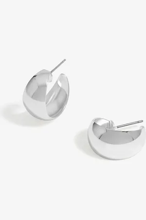 Jon Richard Silver Tone Polished Hoop Earrings One