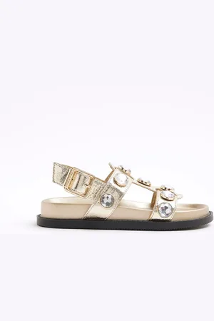 River Island Gold Girls Gem Sandals uk2eu345