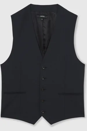 Reiss Navy Promise Wool-Blend Slim-Fit Waistcoat 42 R