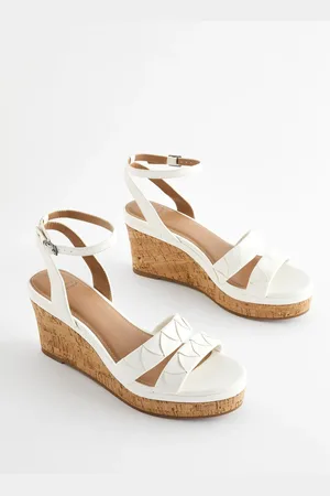 Next White Extra Wide Fit Forever Comfort Double Strap Wedges AU 8.5 (EU 40)
