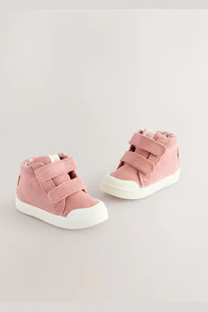 Next Pink Standard Fit (F) Touch Fasten Strap High Top Washable Trainers AU 3 (EU 19)