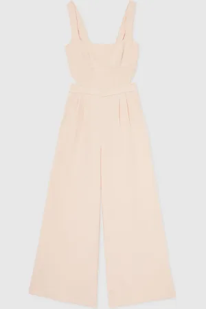 Reiss Pale Pink Dion Wide-Leg Cut-Out Jumpsuit 10