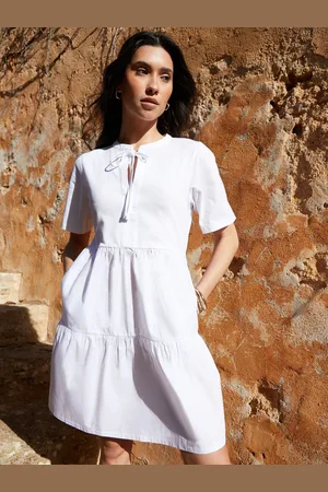 Threadbare 100% Cotton Tiered Jersey Poplin Mix Mini Dress AU 10