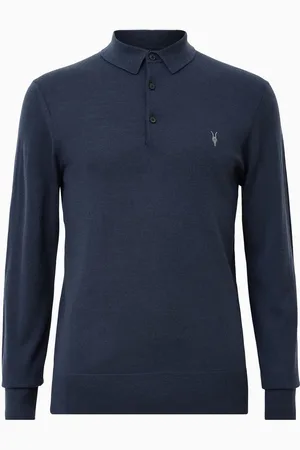 AllSaints AllSaints Mode Merino Longsleeve Polo Shirt L