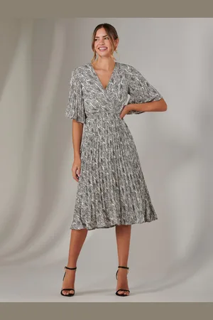 Jolie Moi Pleated Wrap Midi Dress AU 14