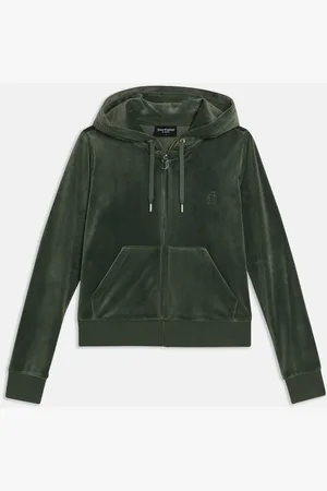 Juicy Couture Light Green Zip Through Velour Womens Robertson Zip Up Hoodie L