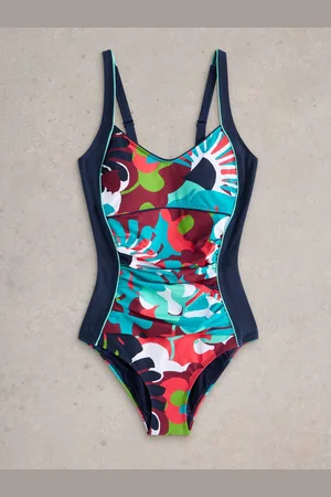 White Stuff Blue Splash Control Swimsuit AU 12