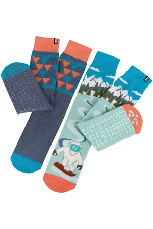 Totes Aqua Blue Mens Original Winter Slipper Socks 2 Pack One