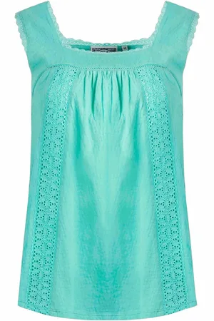 Weird Fish Green Chelle Square Neck Jersey 100% Organic Cotton Vest 16
