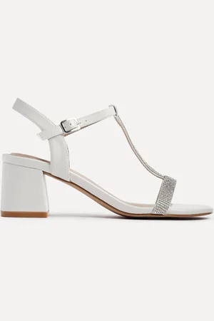 Linzi White Amaya T-Bar Diamante Heeled Sandals AU 7 (EU 38)