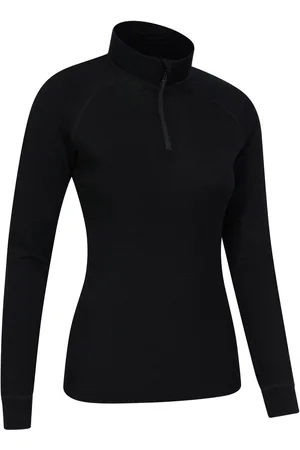 Mountain Warehouse Black Womens Merino Zip Neck Thermal Top AU 12