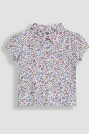 JoJo Maman Bébé Pink Cherry Ditsy Floral 100% Cotton Pretty Polo Shirt 3