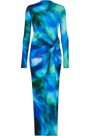 DASKA Athena Side Twist Maxi Dress With Long Sleeves S