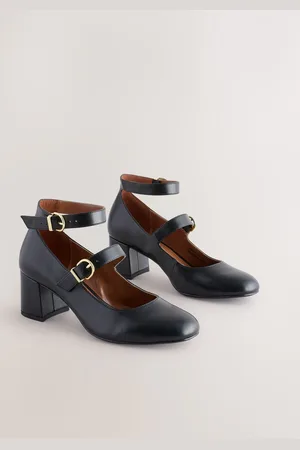 Next Forever Comfort Round Toe Double Buckle Block Heel Shoes AU 7 (EU 38)