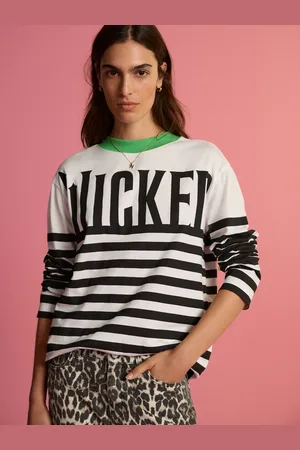 Next Black/White Wicked Long Sleeve Stripe Graphic 100% Cotton T-Shirt AU 22