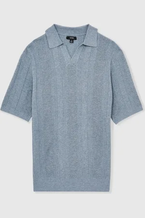Reiss Kansas Textured-Stripe Knitted Polo Shirt XL