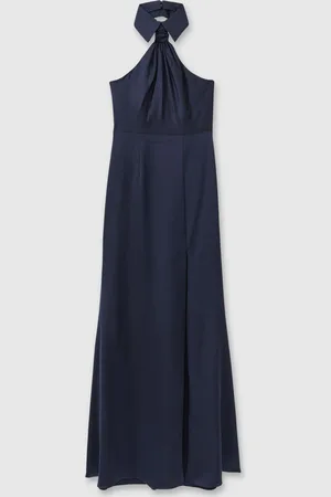 Halston Heritage Satin Halter Neck Maxi Dress AU 6