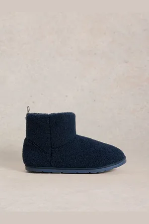 White Stuff Blue Blue Fleece Slipper Boots M