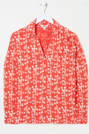 Fat Face FatFace Paige Burnt Orange Painted Bloom Jersey Shirt AU 24