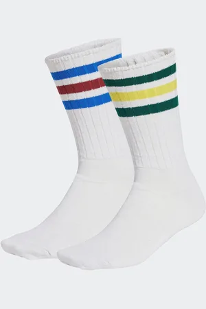 adidas White Ribbed Crew Socks 2 Pack 4.5-5.5