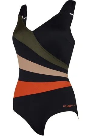 Zoggs Wrap Panel Classic Back Dream Black Swimsuit AU 14