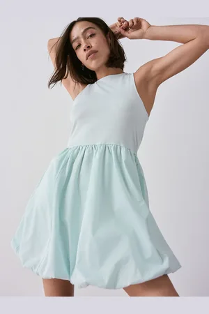 Next Puffball Hem Woven Jersey Mix 100% Cotton Mini Dress AU 10 Tall