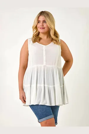 Roman White Curve Lace Detail Vest Top AU 16