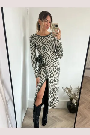 Style Cheat Renee Zebra Jacquard Knitted Midaxi Dress S