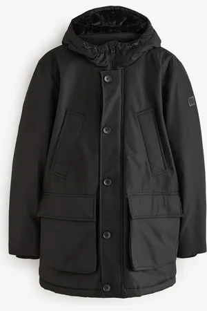 Next Black Shower Resistant Parka Coat Jacket S