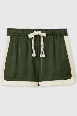Reiss Green/Ivory Jodie Colourblock Pyjama Shorts XS