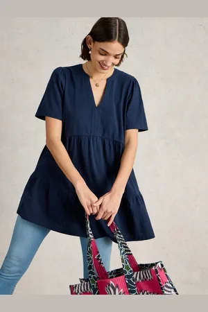 White Stuff Blue Maria Mix 100% Organic Cotton Tunic 16