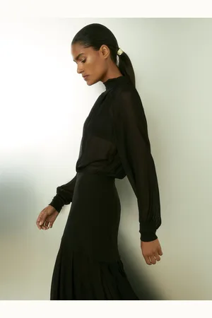 Reiss Octivia Sheer Jersey Gathered Maxi Dress AU 10