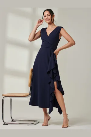 Jolie Moi Wrap Front Frill Detail Maxi Dress AU 8
